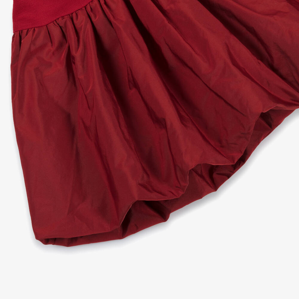 Monnalisa-Girls Red Cotton Jersey Dress with Ruffle Heart | Childrensalon Outlet