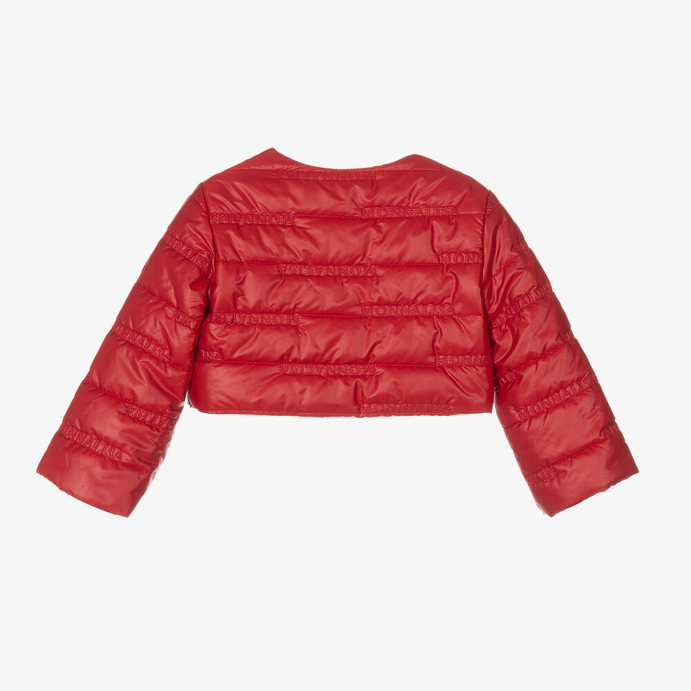 Cropped red puffer coat discount