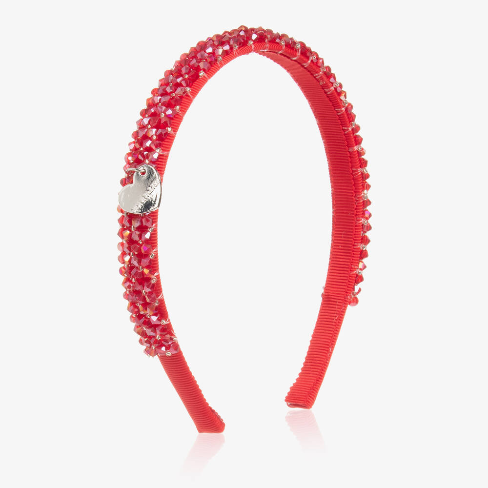 Monnalisa - Girls Red Crystal Hairband | Childrensalon