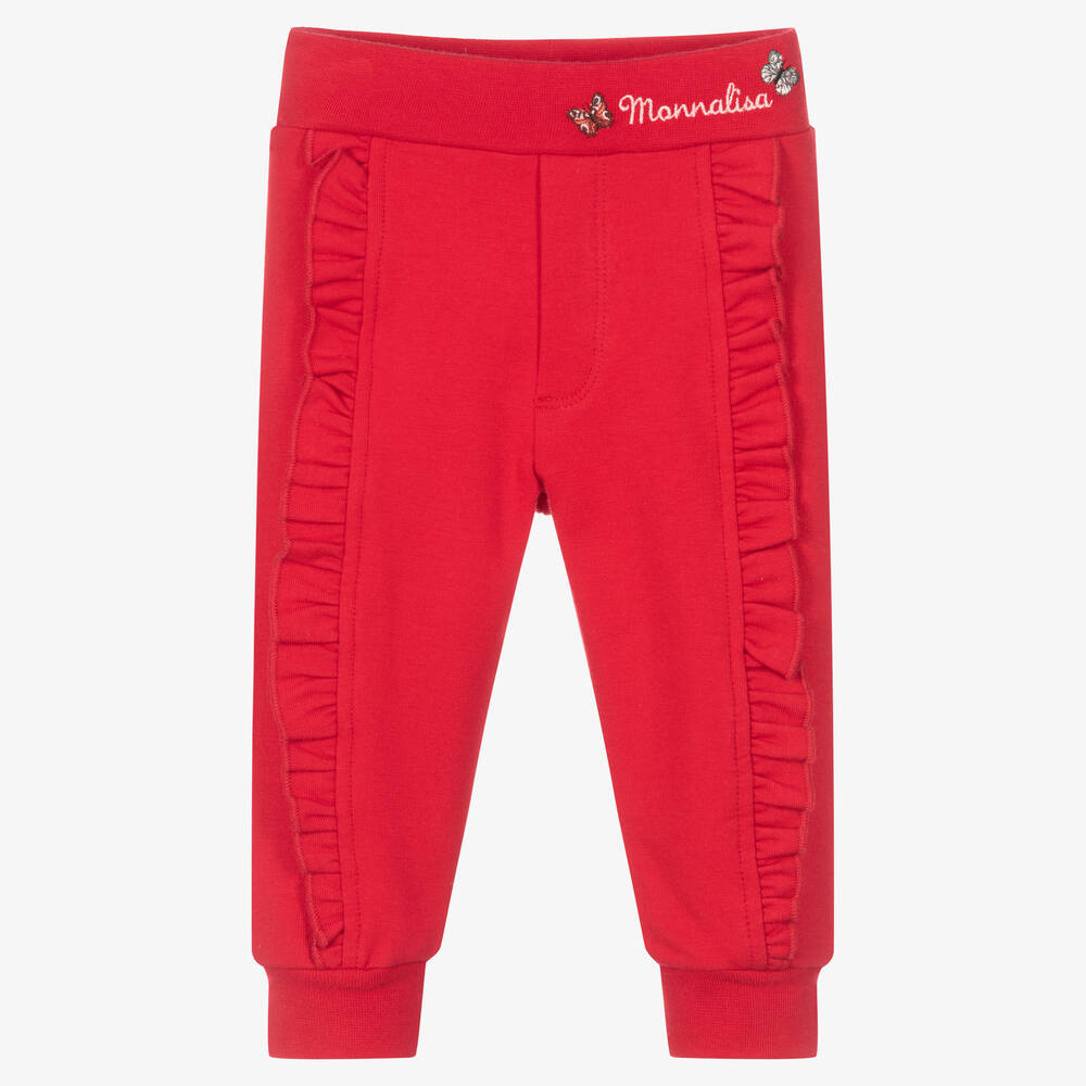 Monnalisa - Bas de jogging rouge volants fille | Childrensalon