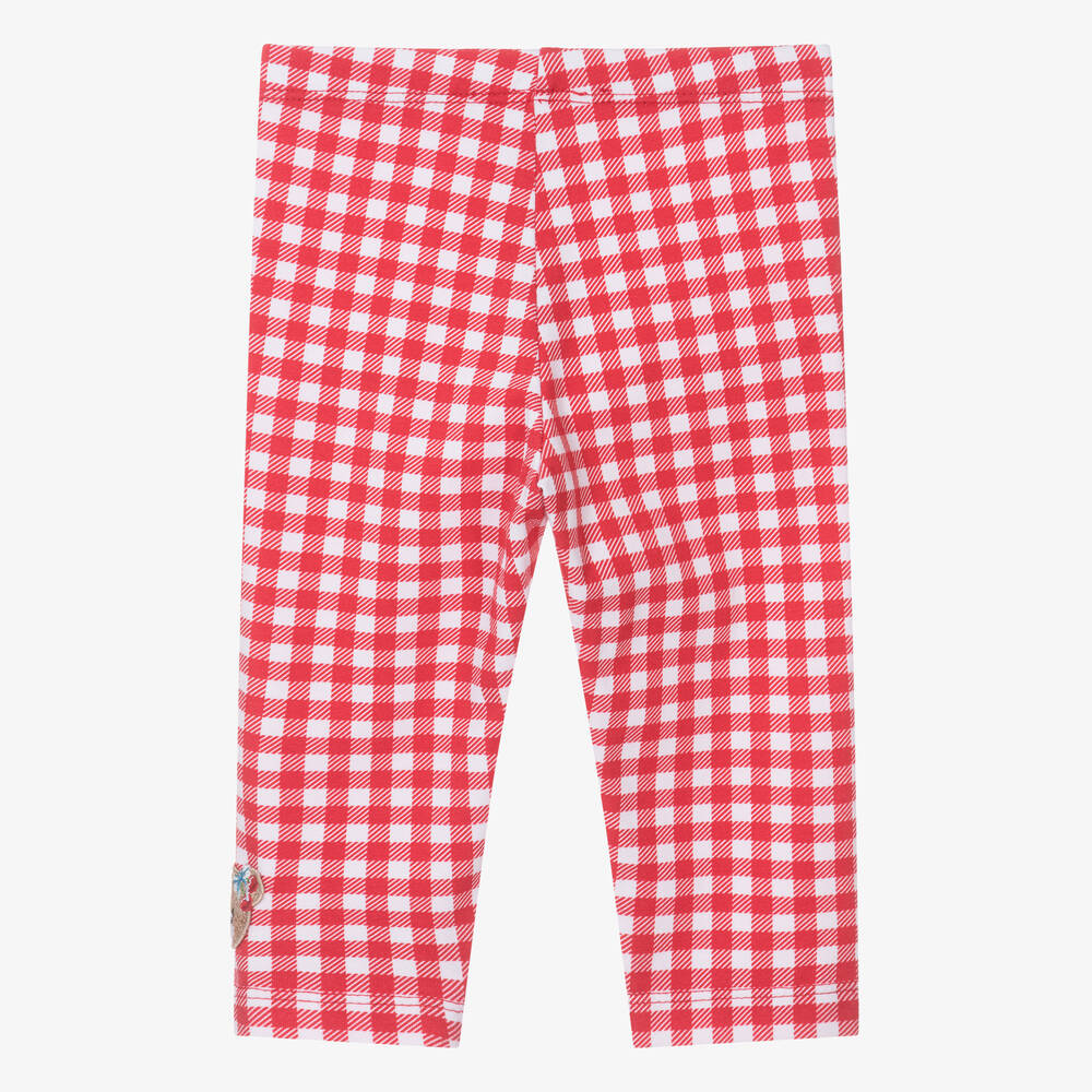 Monnalisa-Girls Red Gingham Cotton Leggings | Childrensalon Outlet