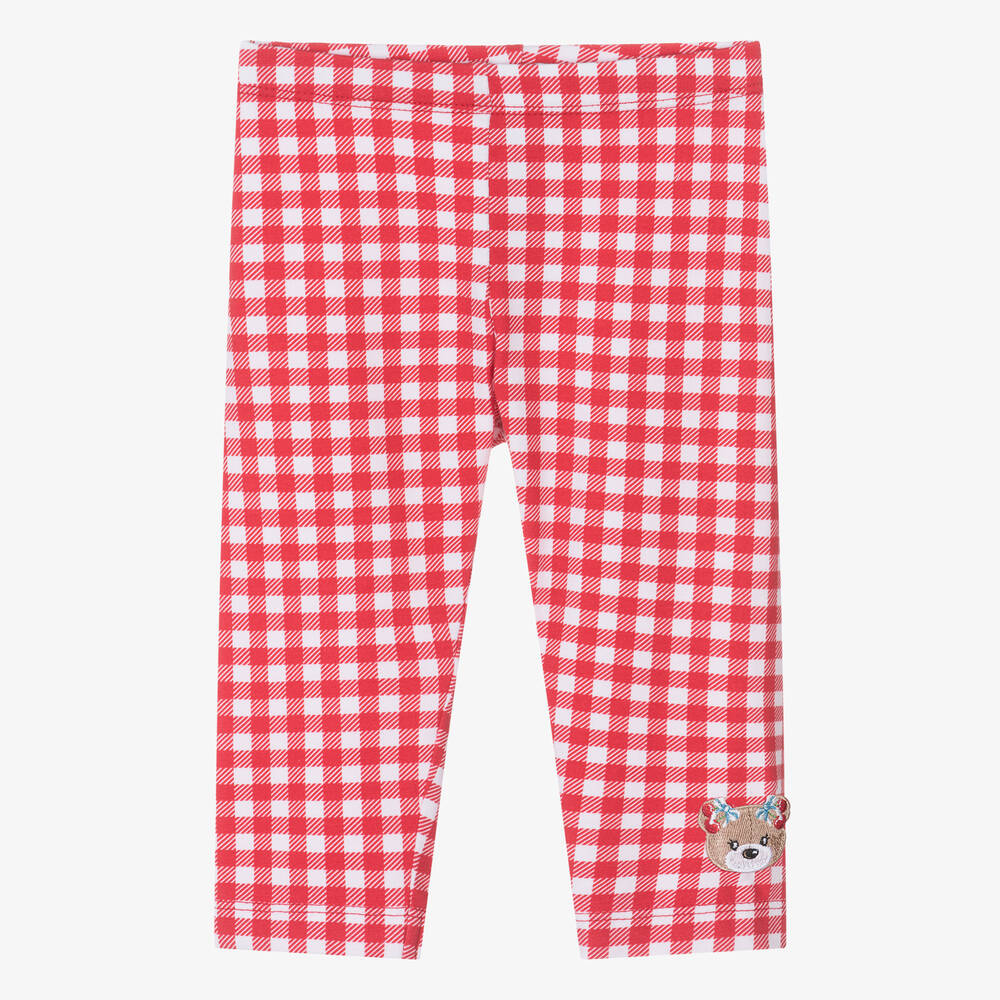 Monnalisa-Girls Red Gingham Cotton Leggings | Childrensalon Outlet
