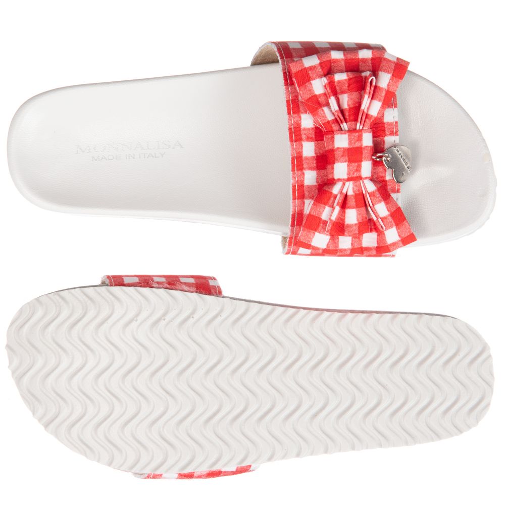Monnalisa Girls Red Gingham Sliders Childrensalon Outlet