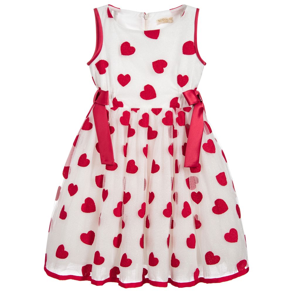 Monnalisa Chic - Girls Red Hearts Dress | Childrensalon