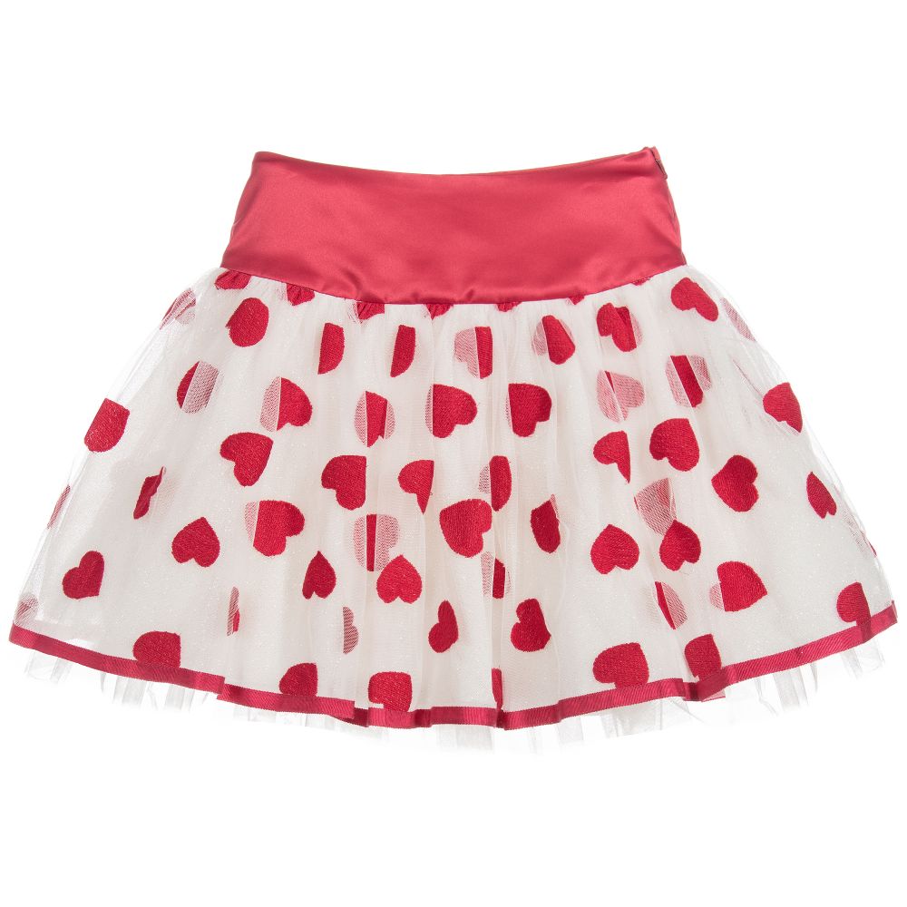 Monnalisa Chic - Girls Red Hearts Skirt | Childrensalon
