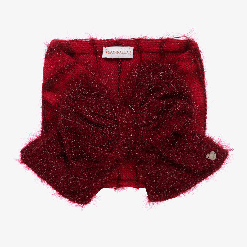 Monnalisa Chic - Girls Red Knit Bow Snood | Childrensalon