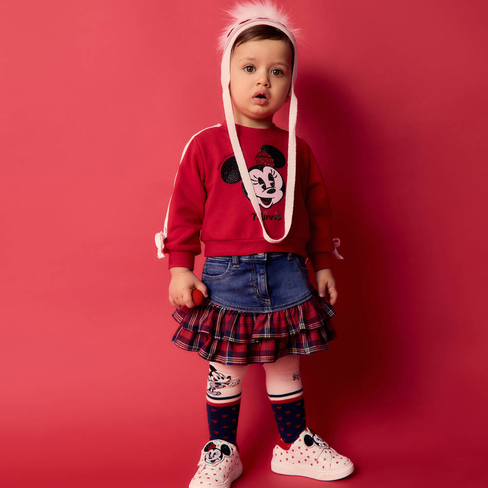 Monnalisa-بلوزة حمراء للبنات بطبعة ميني ماوس | Childrensalon Outlet