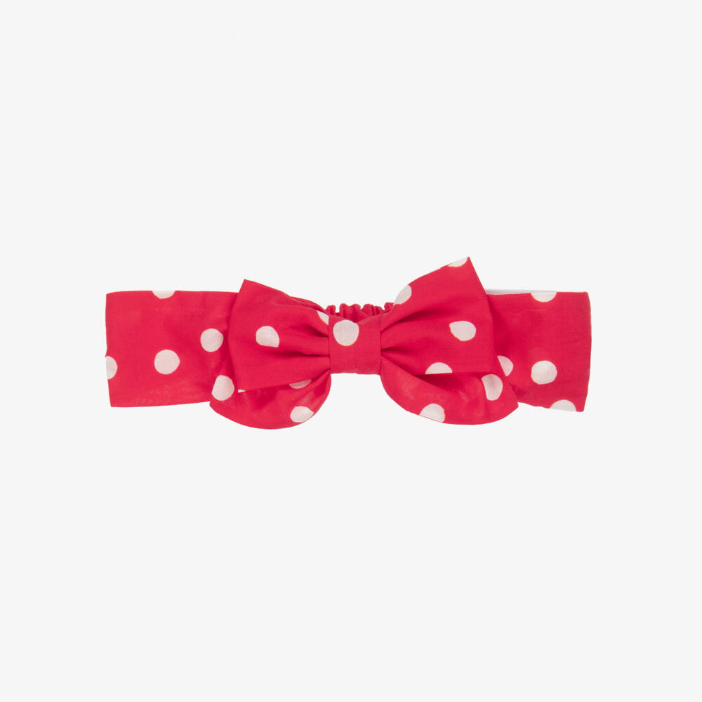 Monnalisa-Girls Red Polka-Dot Cotton Hairband | Childrensalon Outlet