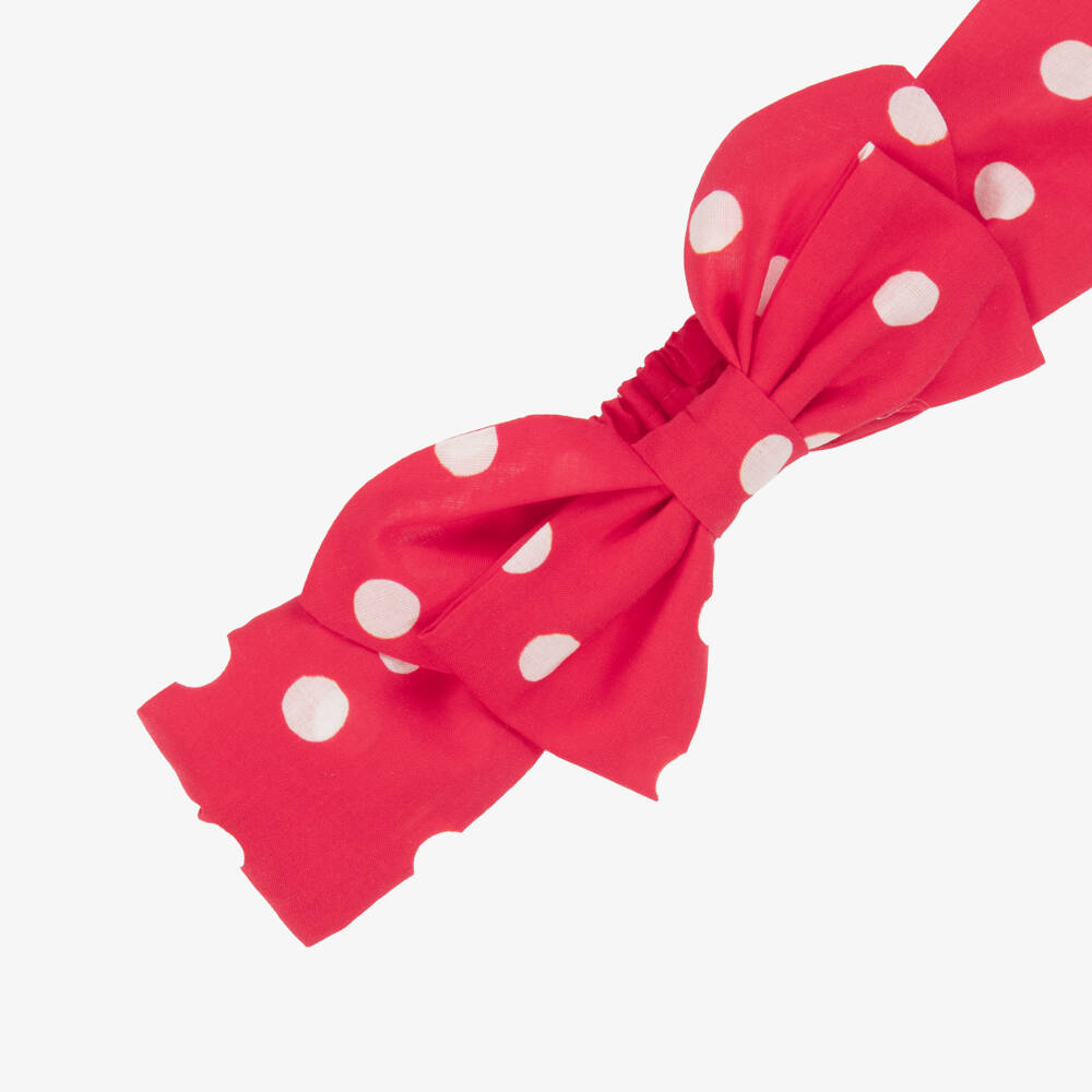 Monnalisa-عصابة شعر قطنية حمراء بنقاط بولكا للبنات | Childrensalon Outlet