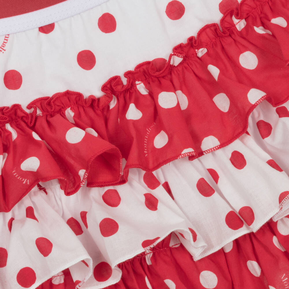Monnalisa-Girls Red Polka Dot Ruffle Skirt | Childrensalon Outlet