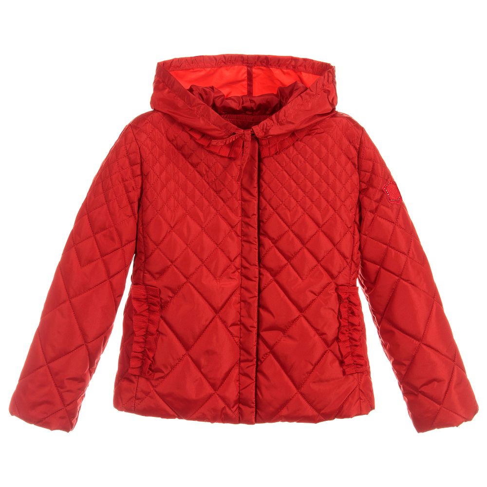 red quilted jacket