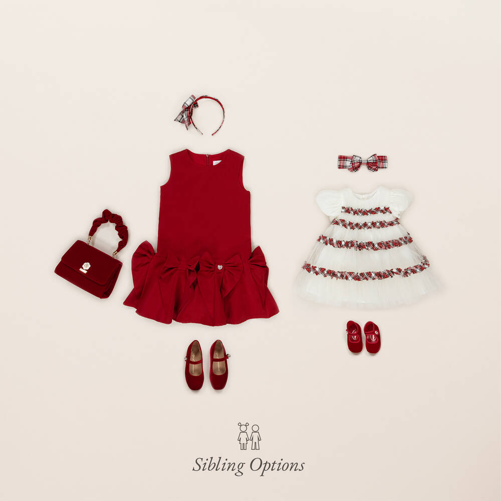 Monnalisa-Girls Red Satin Bow Dress | Childrensalon Outlet