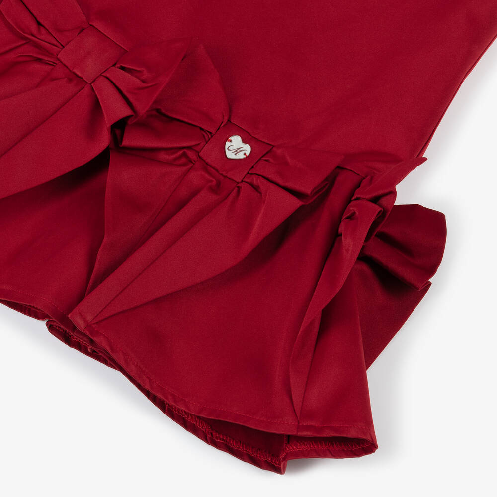 Monnalisa-Girls Red Satin Bow Dress | Childrensalon Outlet