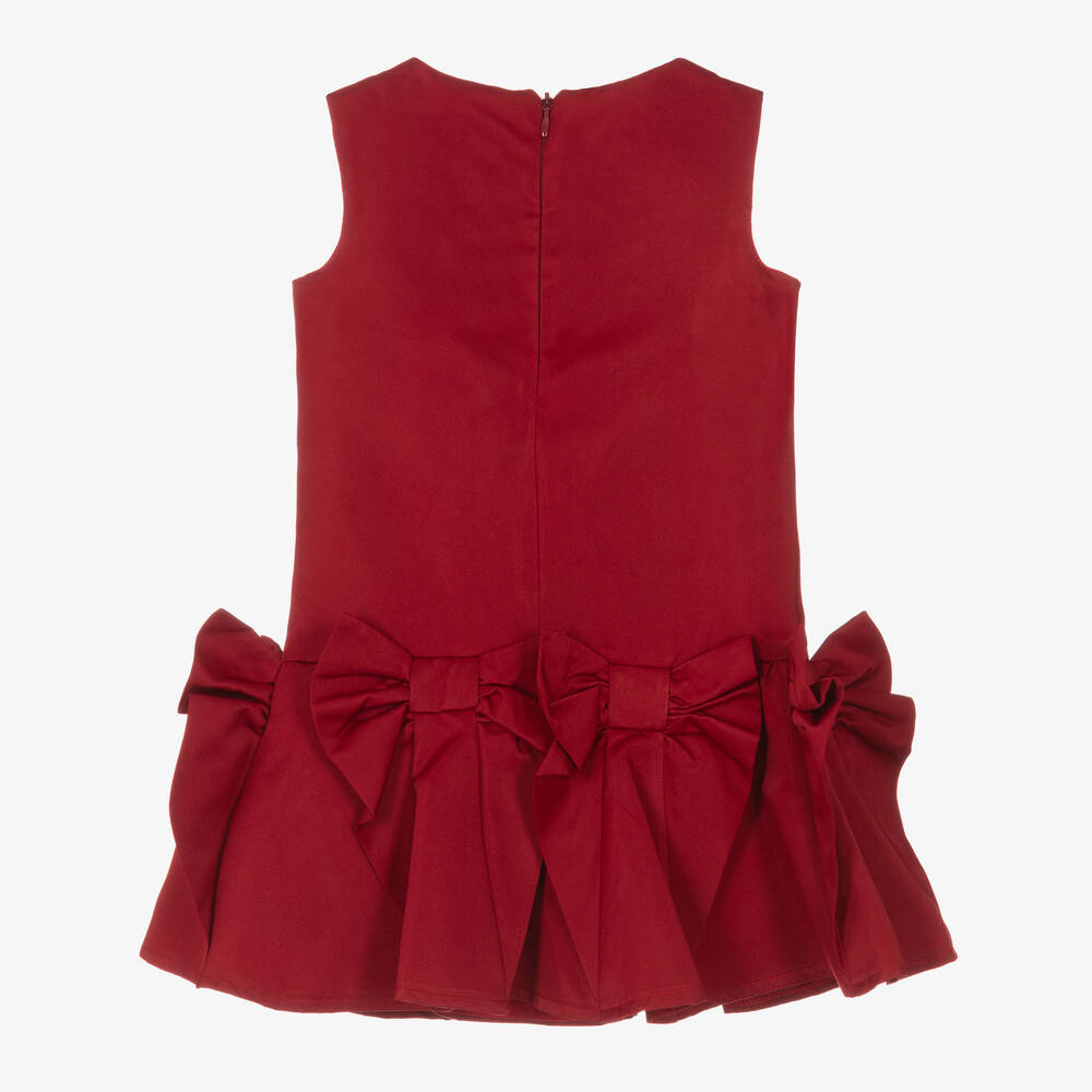 Monnalisa-Girls Red Satin Bow Dress | Childrensalon Outlet