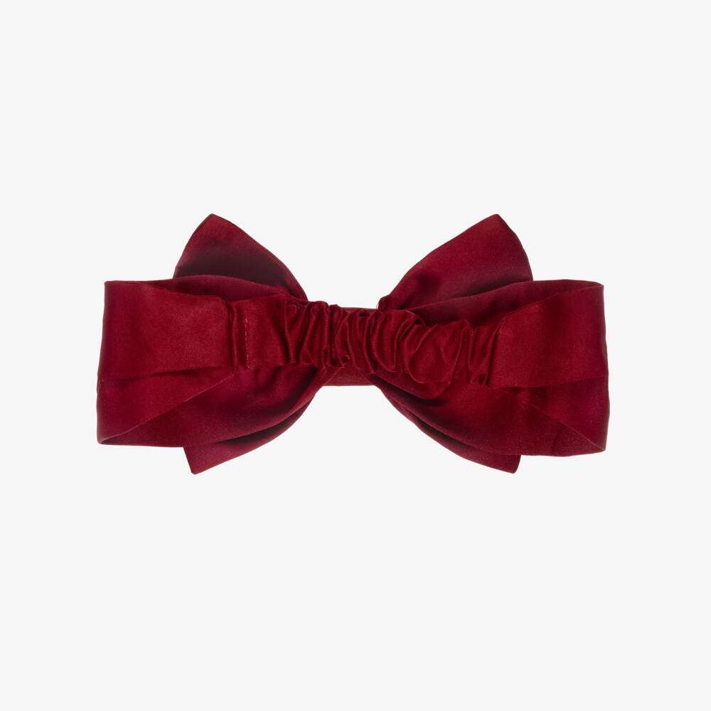 Monnalisa-Girls Red Satin Bow Headband | Childrensalon Outlet
