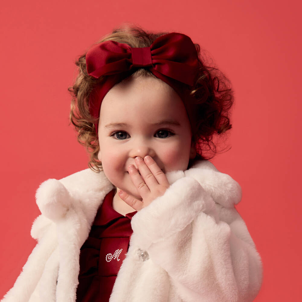 Monnalisa-Girls Red Satin Bow Headband | Childrensalon Outlet