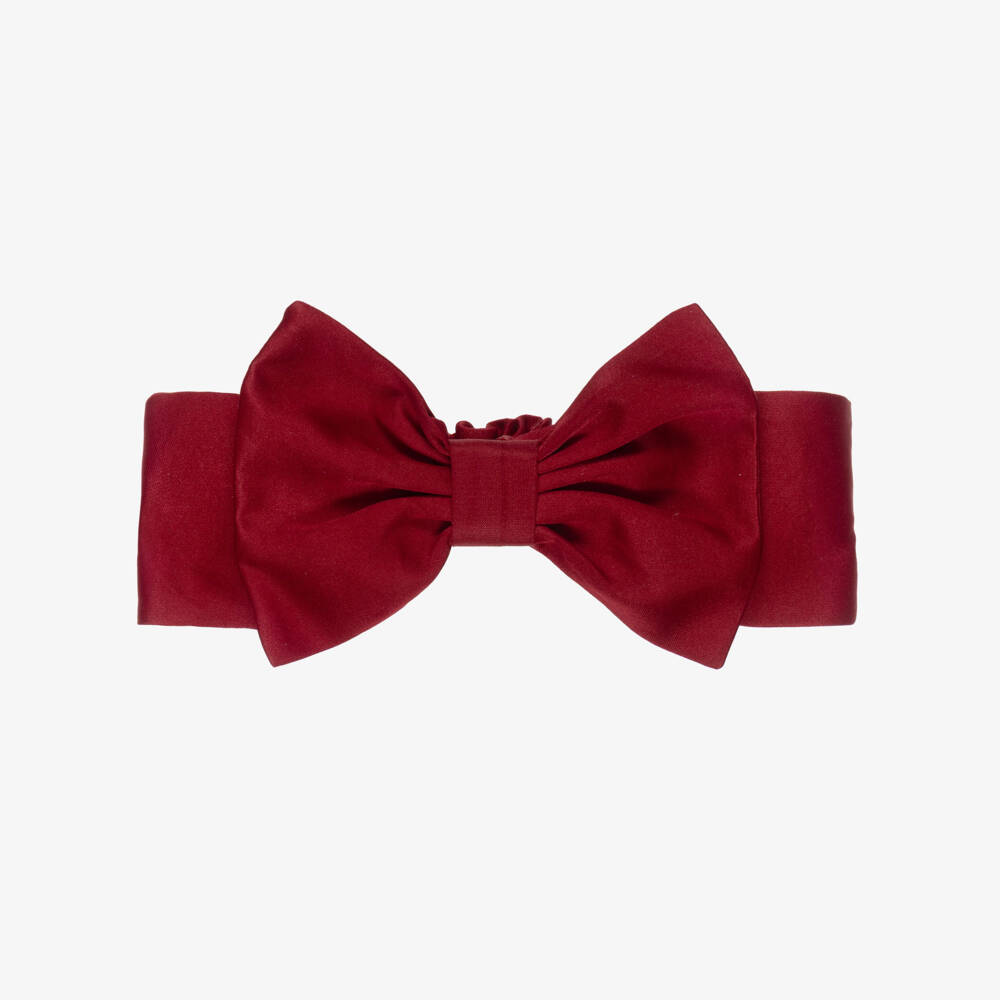 Monnalisa-Girls Red Satin Bow Headband | Childrensalon Outlet