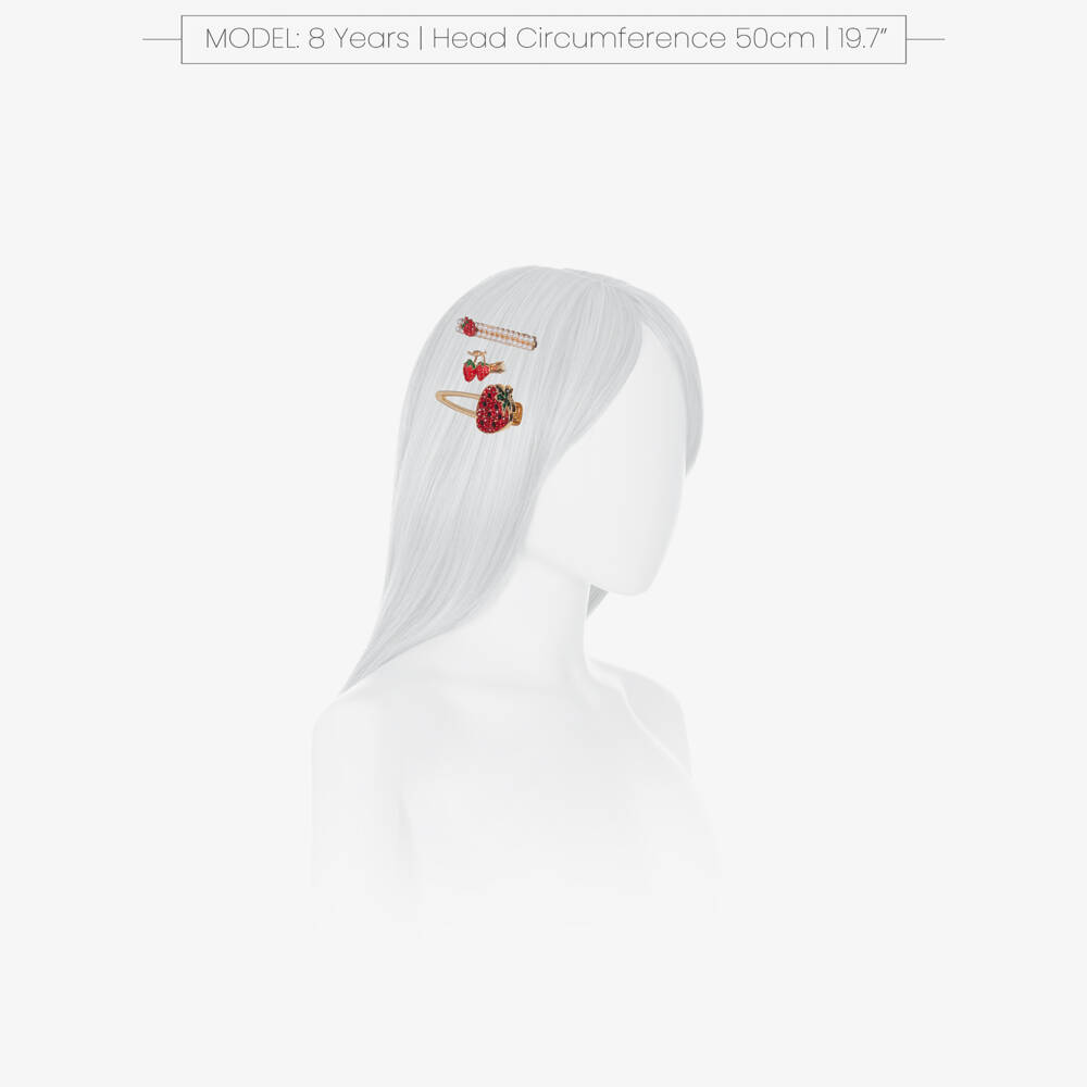 Monnalisa-Girls Red Strawberry Hair Clips (4 Pack) | Childrensalon Outlet