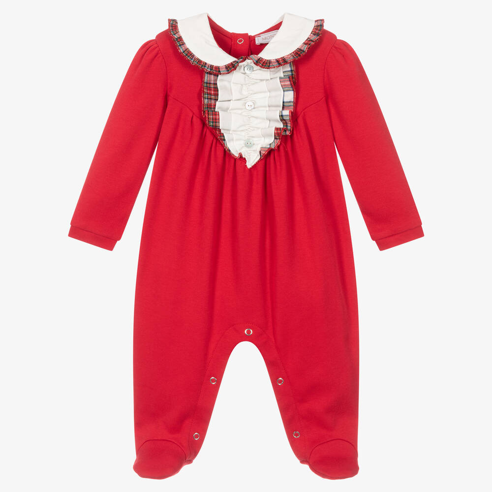 Monnalisa - Dors-bien rouge liseré tartan fille | Childrensalon