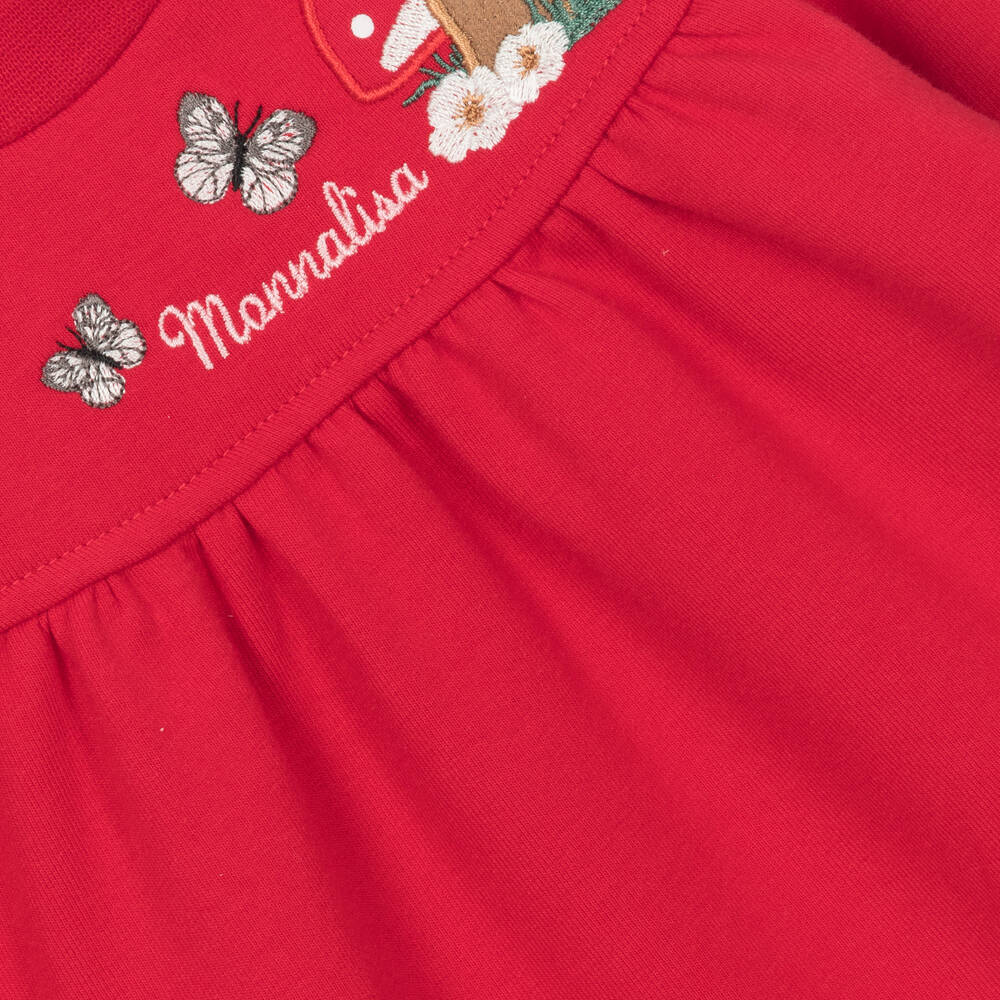 Monnalisa-Girls Red Toadstool Dress | Childrensalon Outlet