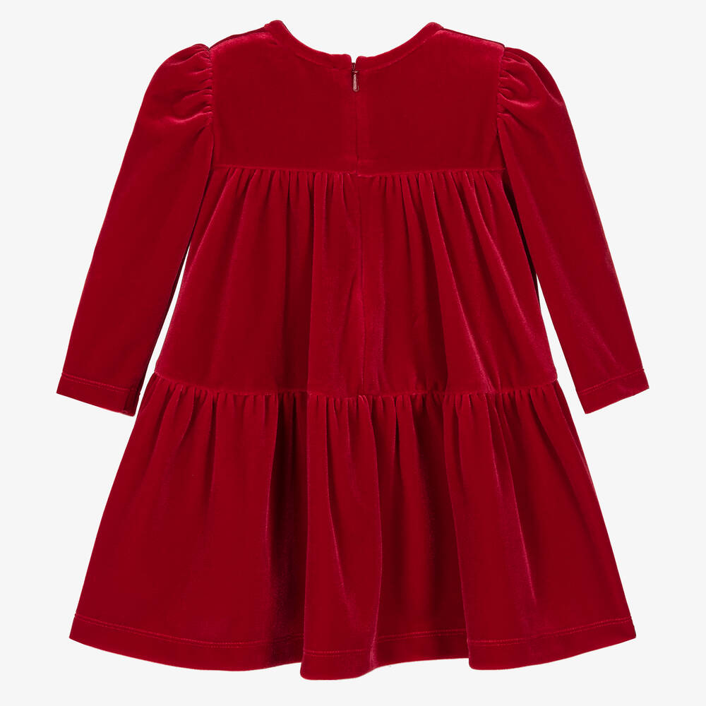Monnalisa-فستان قطيفة لون أحمر أطفال بناتي | Childrensalon Outlet