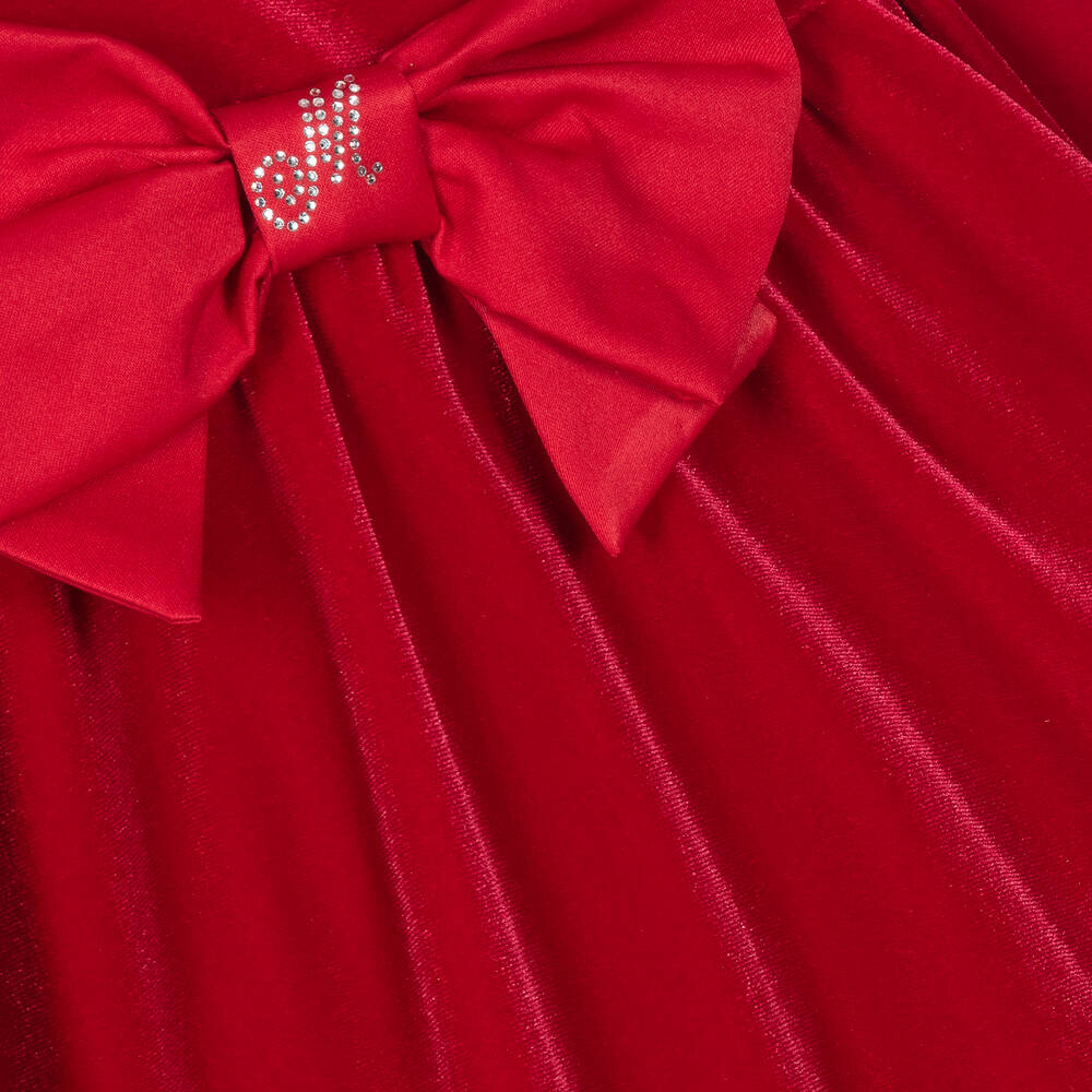 Monnalisa-فستان قطيفة لون أحمر أطفال بناتي | Childrensalon Outlet