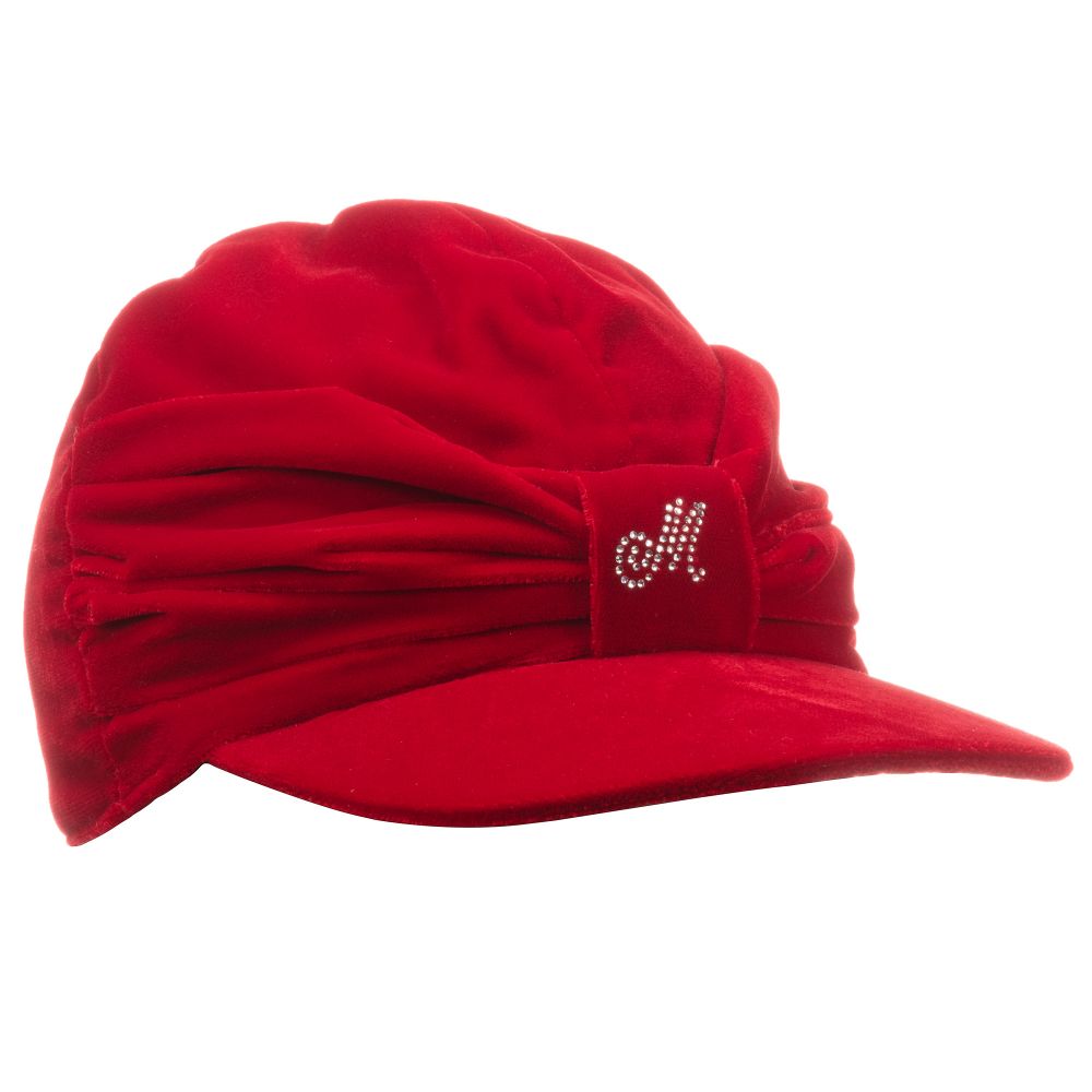 Monnalisa Girls Red Velvet Cap Childrensalon Outlet