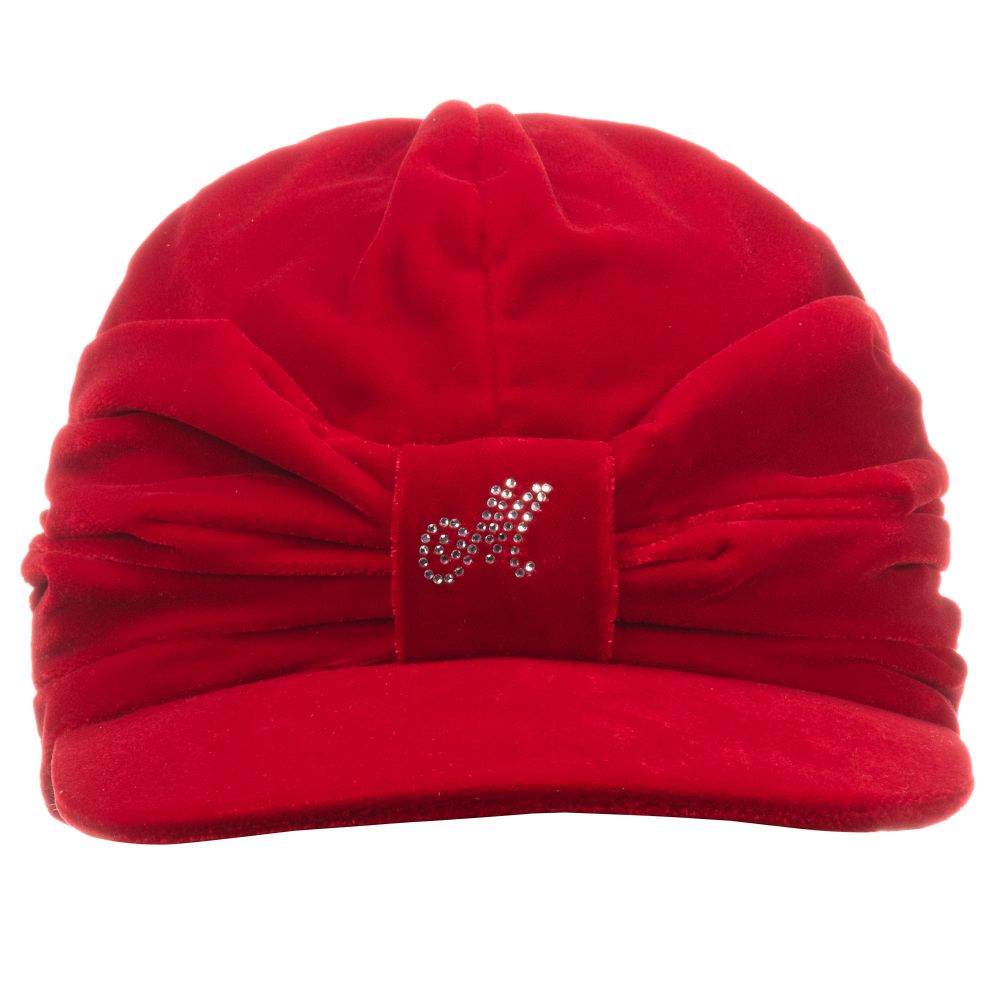 Monnalisa-Girls Red Velvet Cap | Childrensalon Outlet