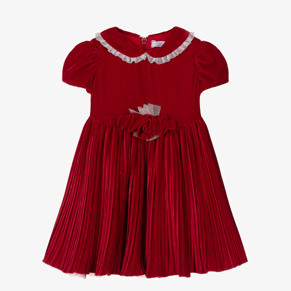 Monnalisa-Girls Red Velvet Dress | Childrensalon Outlet
