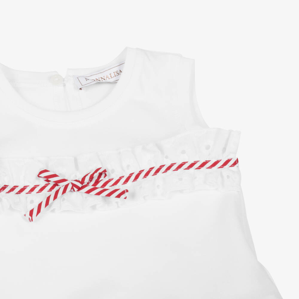 Monnalisa-Girls Red & White Polka Dot Frock | Childrensalon Outlet