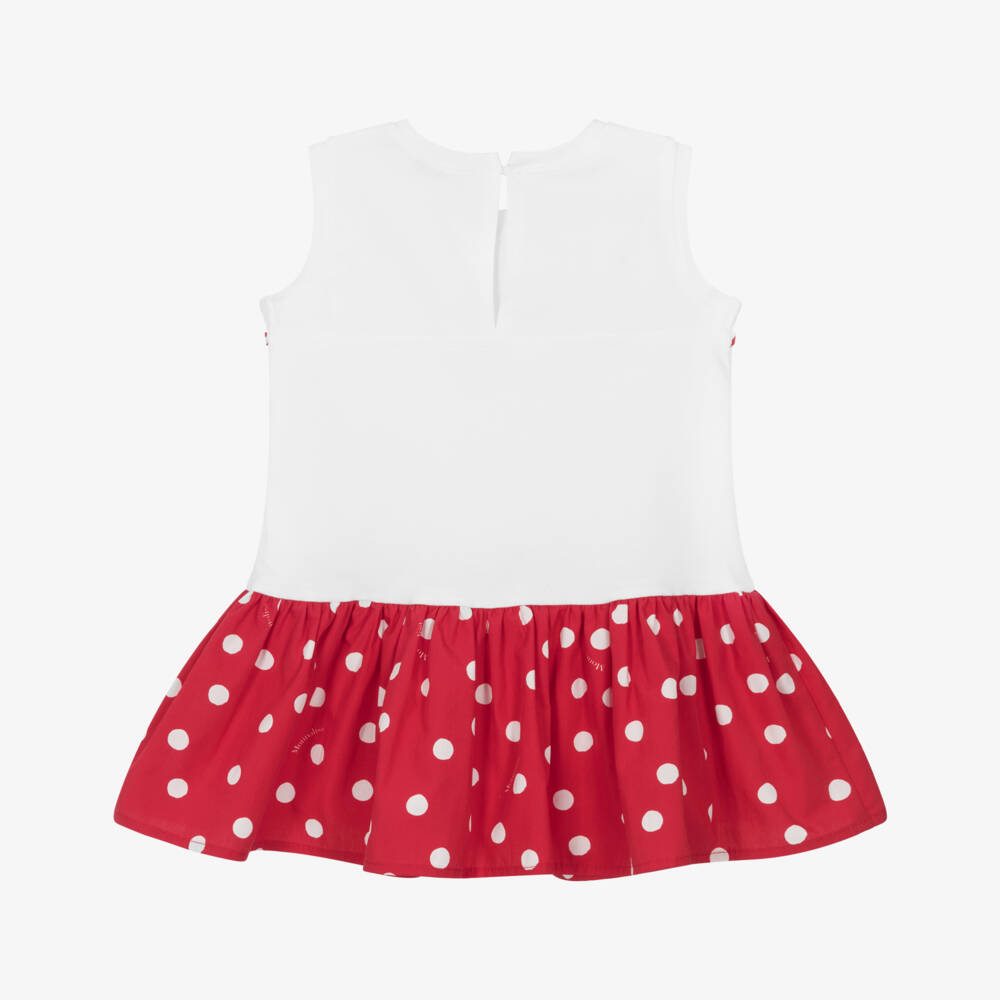 Monnalisa-Girls Red & White Polka Dot Frock | Childrensalon Outlet