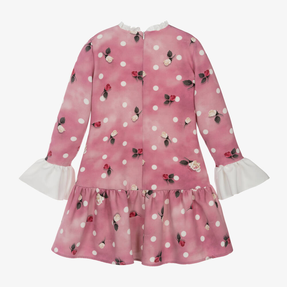 Monnalisa-فستان بطبعة ورود لون زهري | Childrensalon Outlet