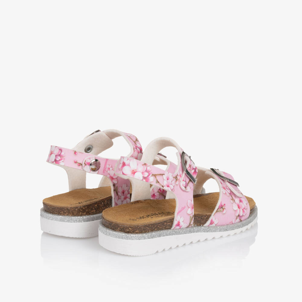 Monnalisa-Girls Rosy Blossom Buckle Sandals | Childrensalon Outlet