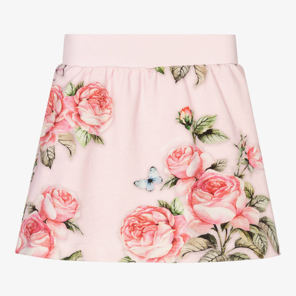 Monnalisa-Girls Rosy Blossoms Cotton Skirt | Childrensalon Outlet