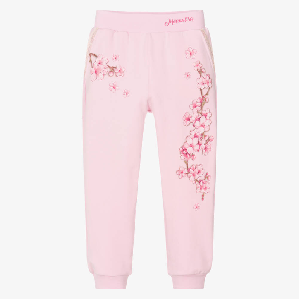 Monnalisa-Girls Rosy Floral Jersey Trousers | Childrensalon Outlet