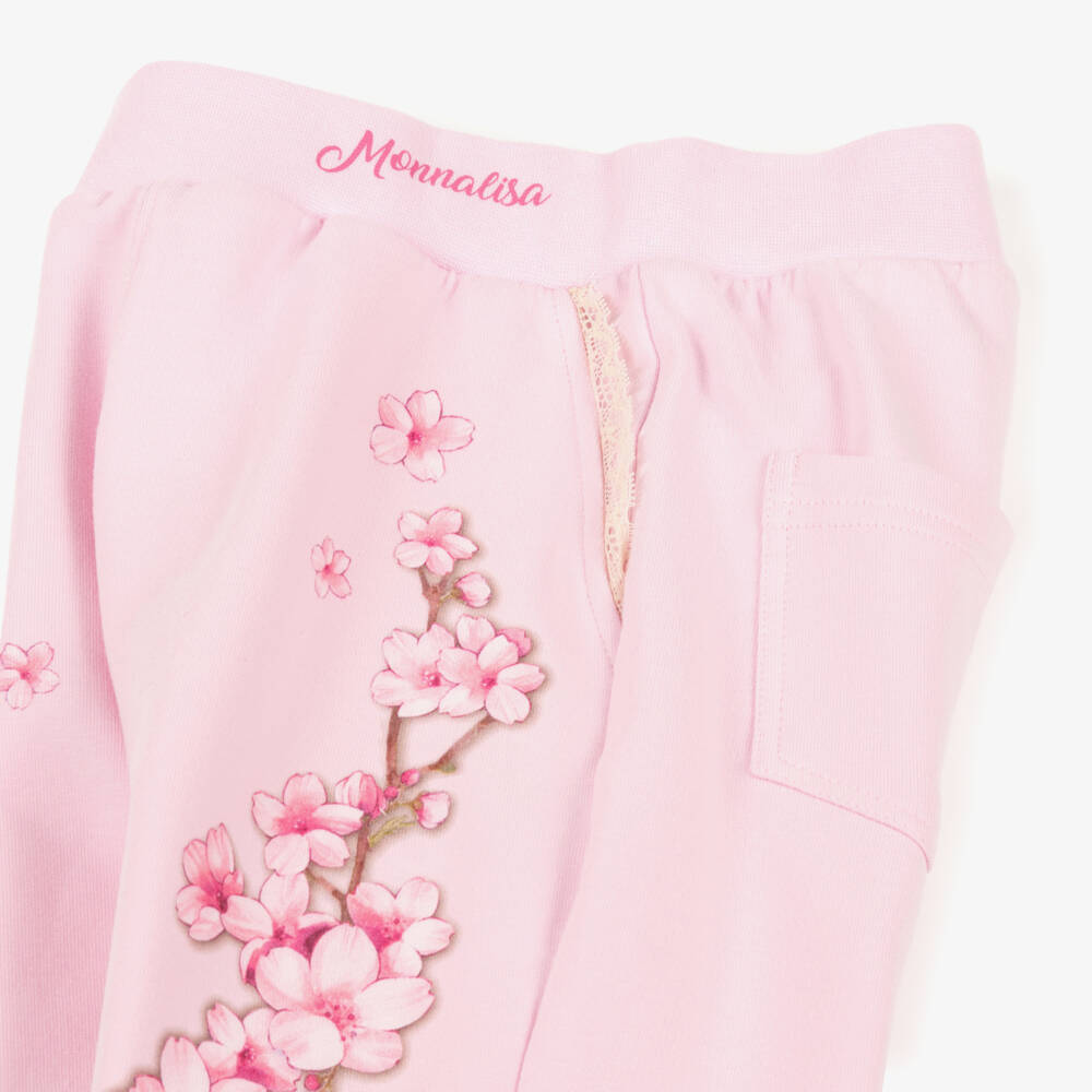 Monnalisa-Girls Rosy Floral Jersey Trousers | Childrensalon Outlet