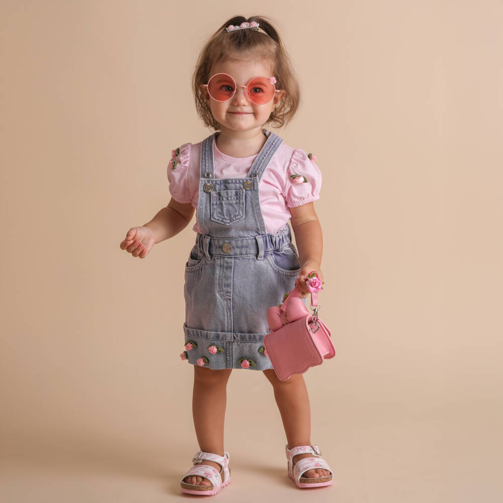 Monnalisa-Girls Rosy Pink Puff Sleeve Tee | Childrensalon Outlet