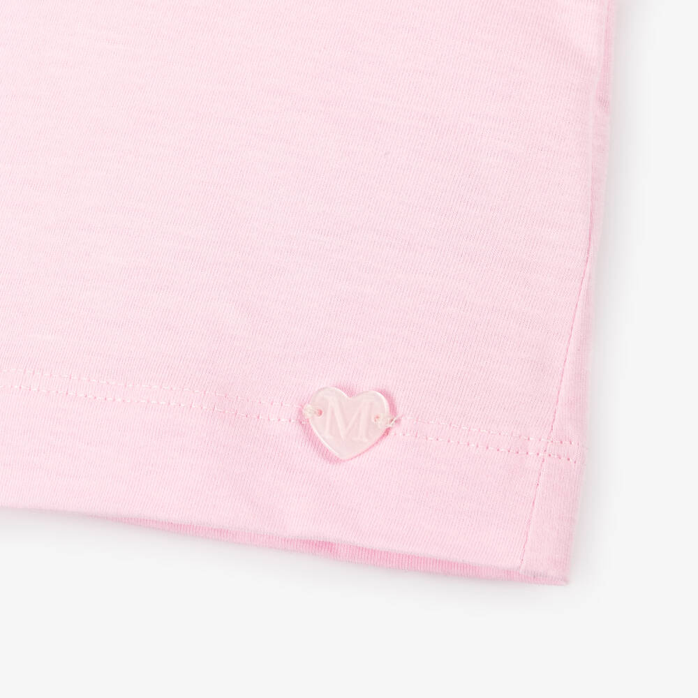 Monnalisa-Girls Rosy Pink Puff Sleeve Tee | Childrensalon Outlet