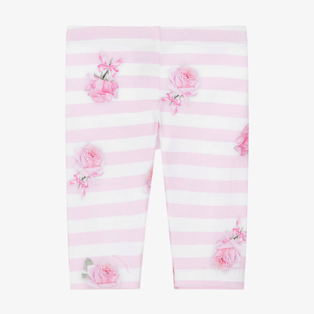 Monnalisa-Леггинсы из хлопка в розовую полоску для девочек | Childrensalon Outlet