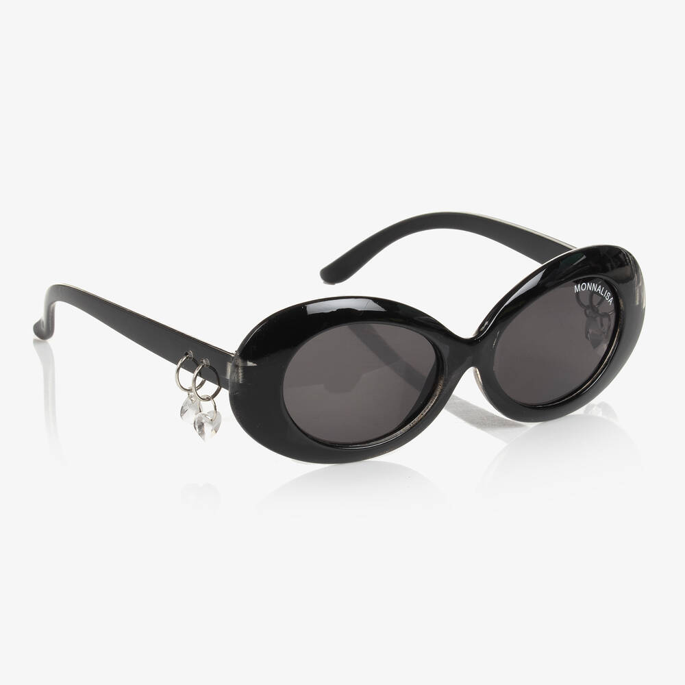 Monnalisa - Schwarze runde Schmuck-Sonnenbrille  | Childrensalon
