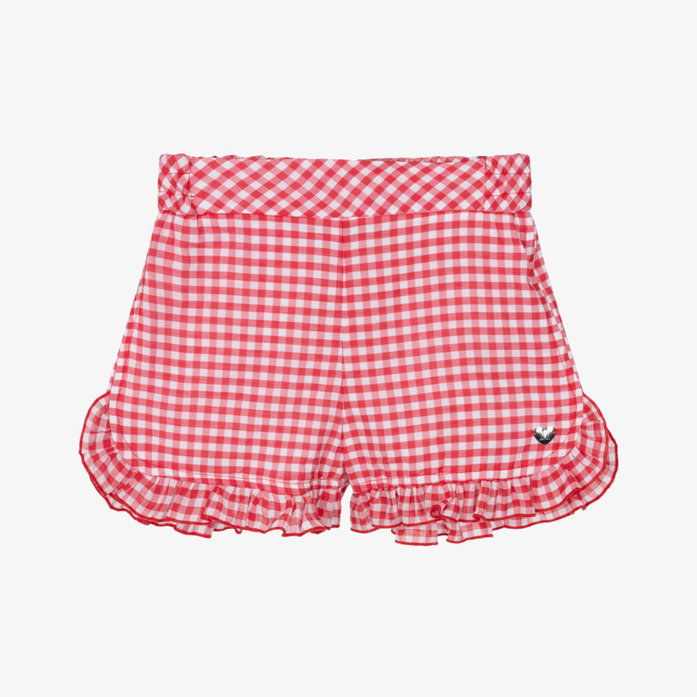Monnalisa-Girls Ruffled Gingham Check Shorts | Childrensalon Outlet