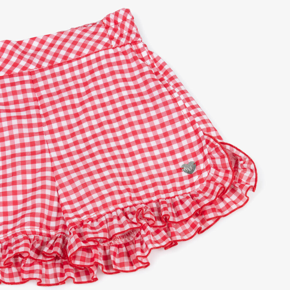 Monnalisa-Girls Ruffled Gingham Check Shorts | Childrensalon Outlet