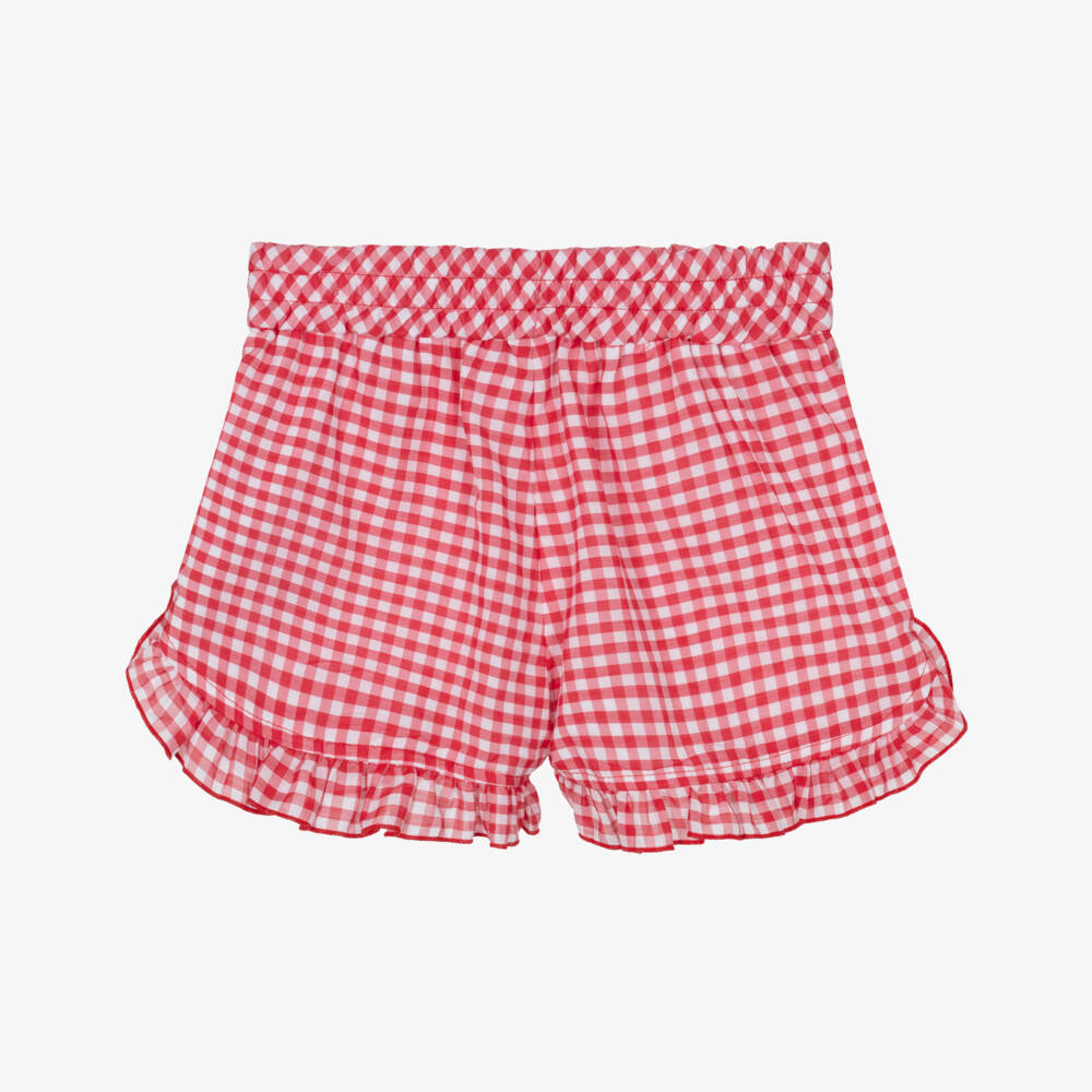 Monnalisa-Girls Ruffled Gingham Check Shorts | Childrensalon Outlet