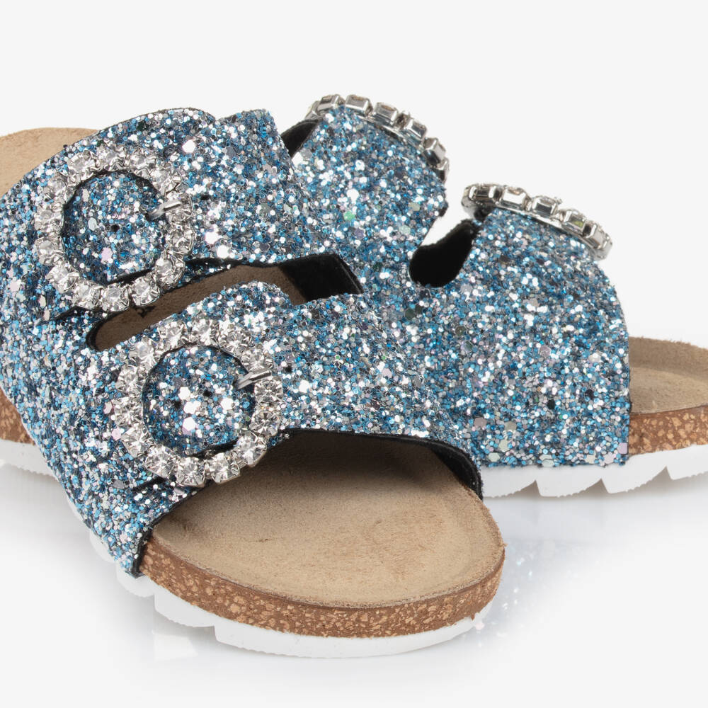 Monnalisa-صنادل بناتية متألقة بلون الياقوت الأزرق | Childrensalon Outlet