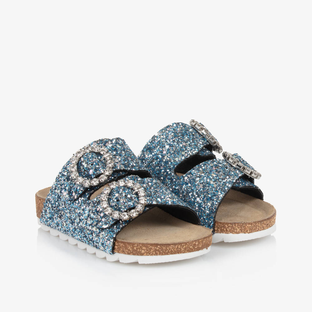 Monnalisa-Girls Sapphire Sparkle Step Sandals | Childrensalon Outlet