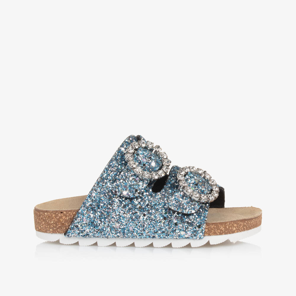 Monnalisa-صنادل بناتية متألقة بلون الياقوت الأزرق | Childrensalon Outlet