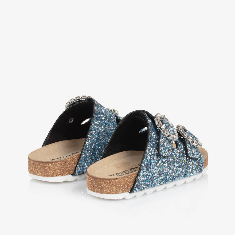 Monnalisa-صنادل بناتية متألقة بلون الياقوت الأزرق | Childrensalon Outlet