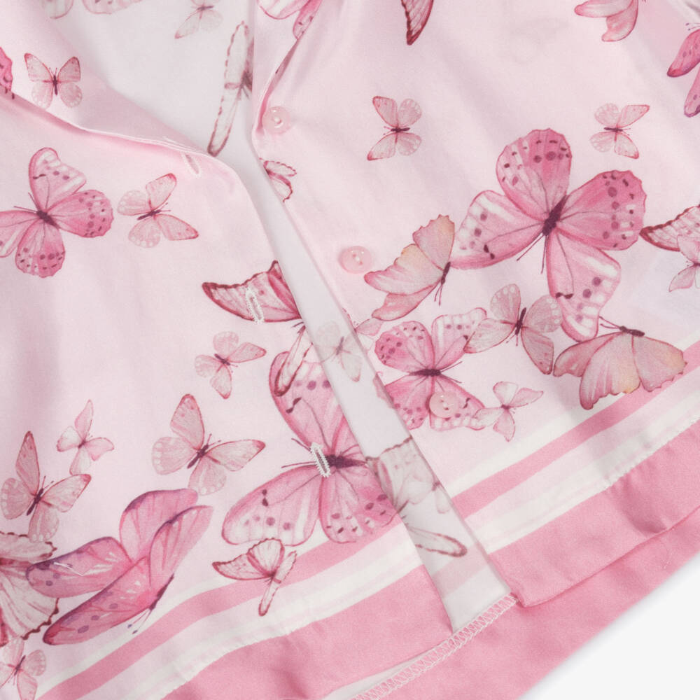 Monnalisa-Girls Satin Blouse with Butterflies | Childrensalon Outlet