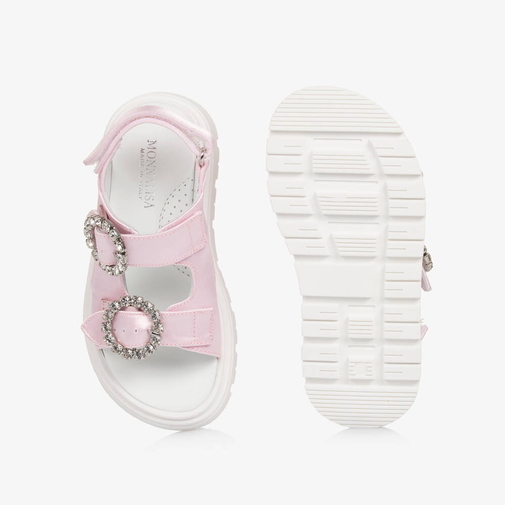 Monnalisa-Girls Satin Buckle Pink Shoes | Childrensalon Outlet
