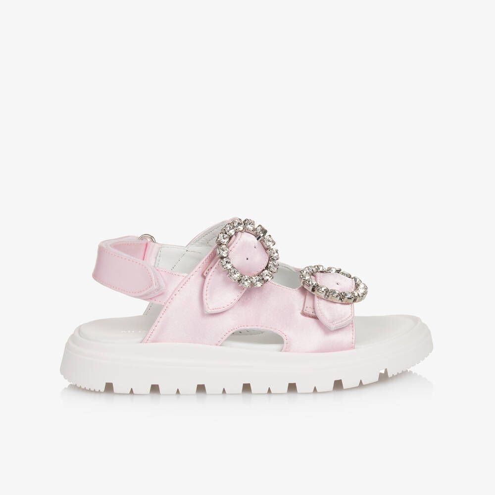 Monnalisa-Girls Satin Buckle Pink Shoes | Childrensalon Outlet